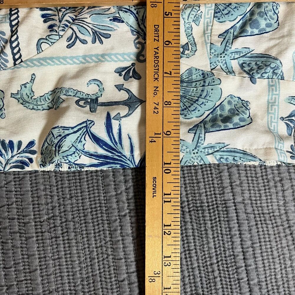 Midnight Sky Linen Blend Nautical Crop Top Blue Ocean‎ Shell Seahorse Print M - Picture 6 of 6